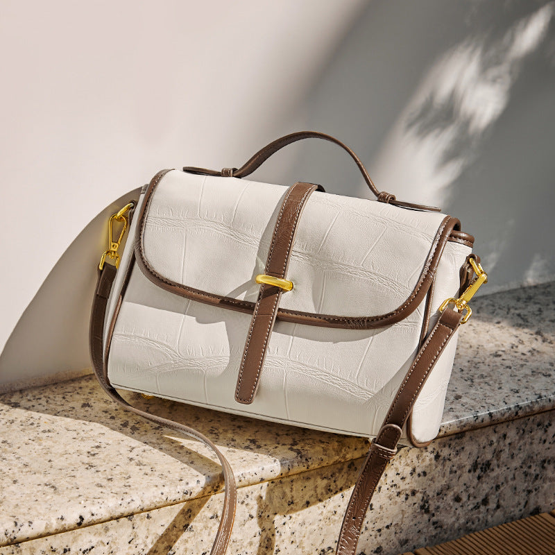 Sac à bandoulière portable en cuir véritable tendance