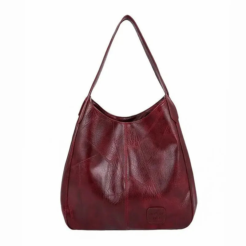 Leather Large Capacity Marble Grain Shoulder Bag