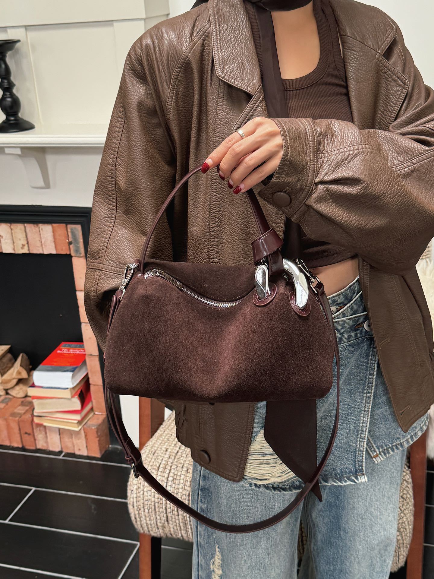 Frosted Suede Handbag