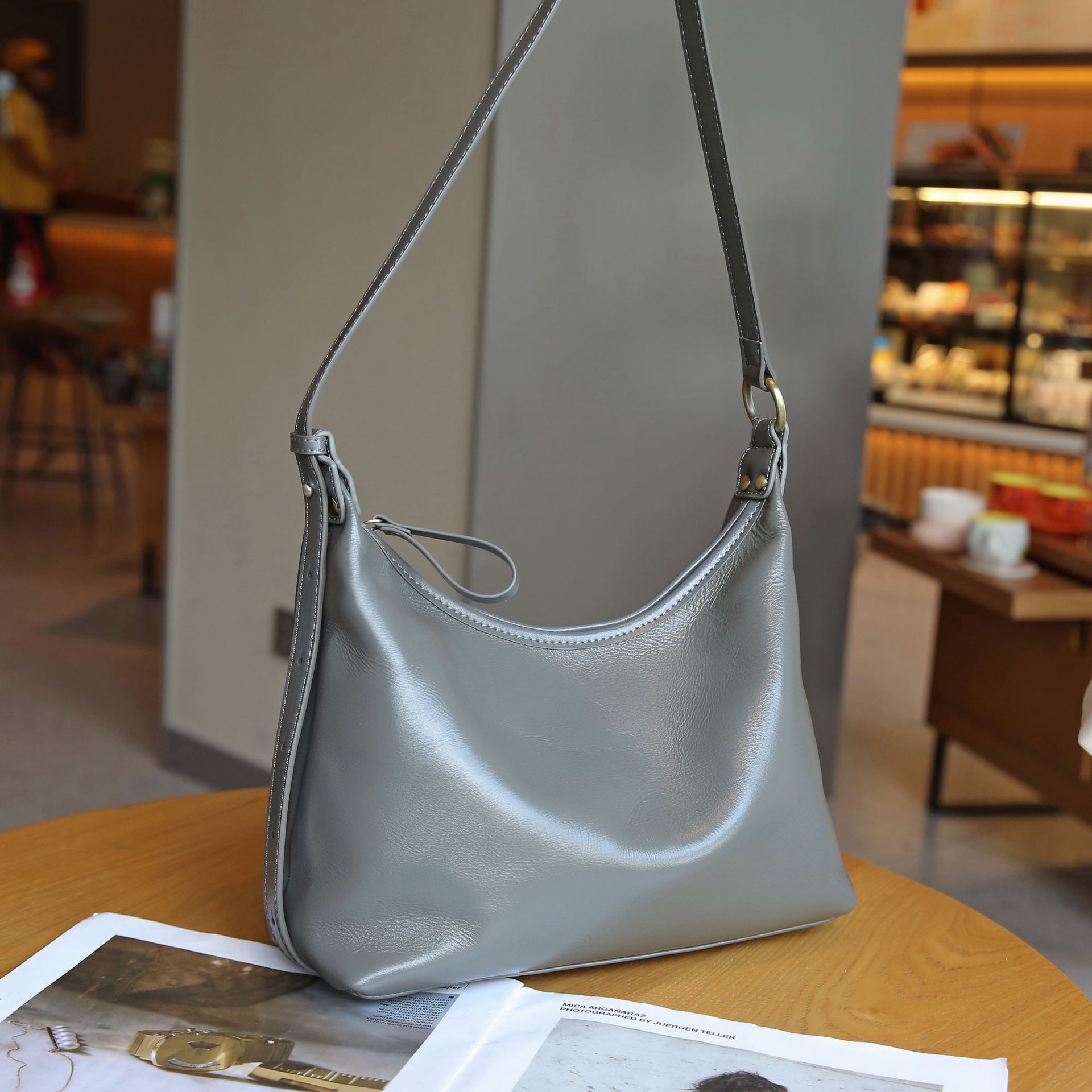 Leather All-match medium size Women's shoulder Bag