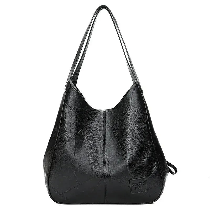 Leather Large Capacity Marble Grain Shoulder Bag
