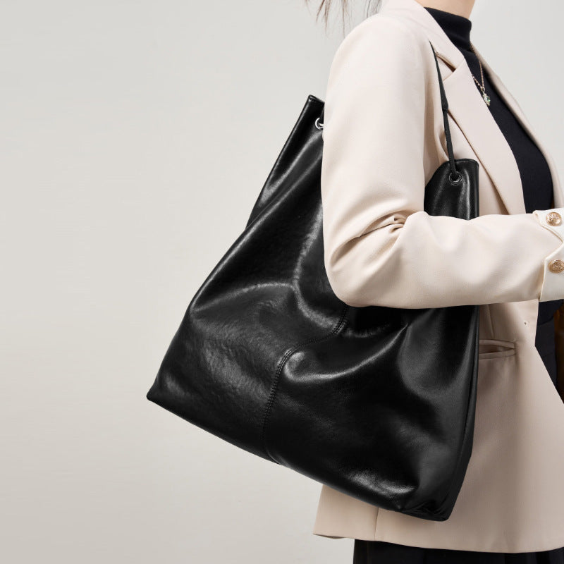 Vegetable Tanning Leather Large-capacity Tote Bag