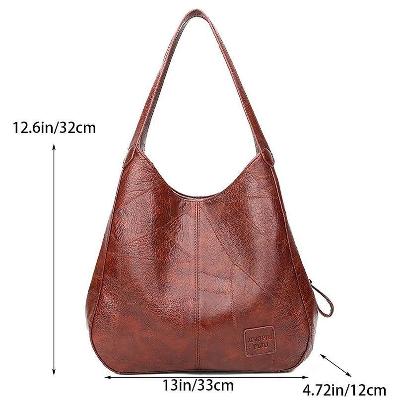 Leather Large Capacity Marble Grain Shoulder Bag